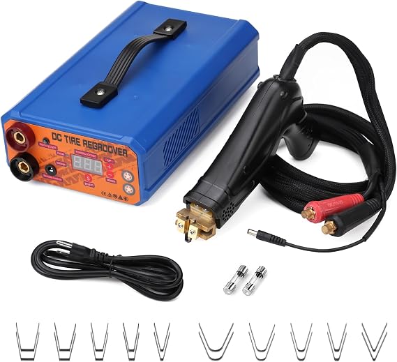 Tire Grooving Tool, 1000W Fast Heating Tire Groover Machine Professional Digital Display Tire Regroover Cutter with 20 pcs Blades for Rubber Tires