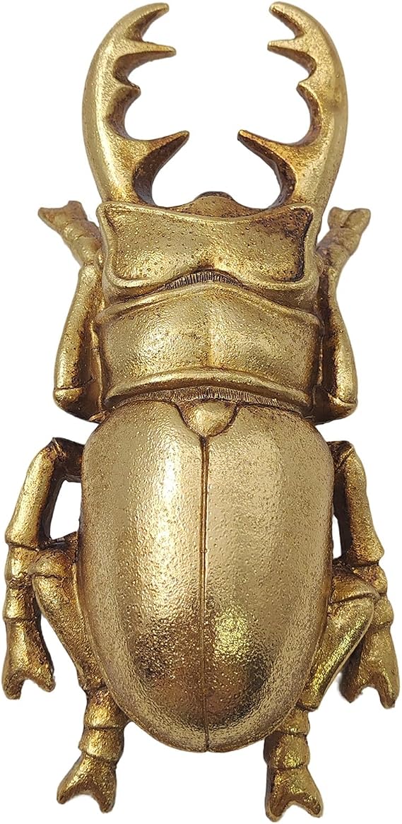KISWIAR Gold Beetle Sculpture Wall Decor, Resin Insect Wall Hanging, Art Deco Wall Sculpture, Ideal Gift