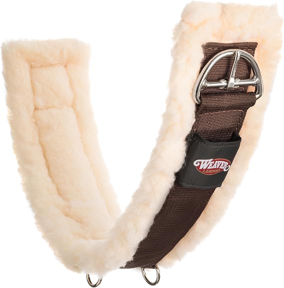 Weaver Equine Super Horse Cinch, Anti-Slip Fleece Lined Saddle Cinch Girth with Flat Buckle, Western Horse Riding Supplies, Brown/Maize