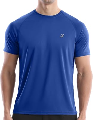 Roadbox Mens Rash Guard Short Sleeve, UPF 50 UV Sun Protection Swim Shirts, Quick Dry Lightweight Water Surf Beach T-Shirt