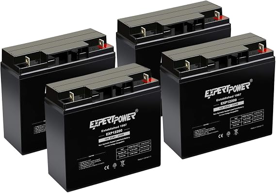 ExpertPower 4 Pack EXP12200 12V 20Ah - SLA Rechargeable 12V Battery for Ride on Toys, UPS, Lawn Mower, Generator, Medical Devices, Wheelchair, Mobility Scooter Battery Replacement 12 Volt AGM