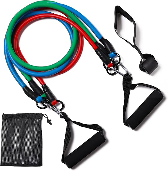 Resistance Bands with Handles, Exercise Bands with Handles, Door Anchor | Physical Therapy & Rehab, Home Workout Pilates Yoga, Non-Slip Handles, Portable Travel, TPE