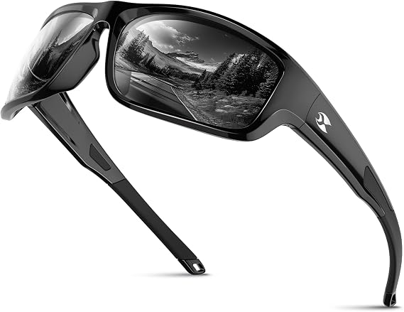 suoso Polarized Sports Sunglasses for Men Wrap Design for Fishing Running