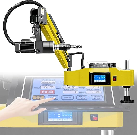 360° Multi Direction Electric Tapping Machine, Electric Tapping Machine, 600W High Power, M3-M16 Capacity, 8PCS Collets Included, Touch Screen CNC Control for Steel/Aluminum