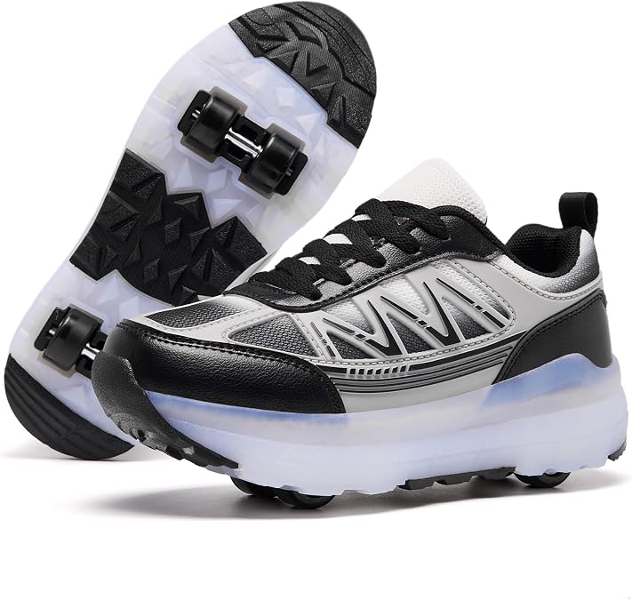 Roller Skate Shoes for Girls Boys Kids Detachable Sneakers with Wheels Fashion Wheeled Shoe