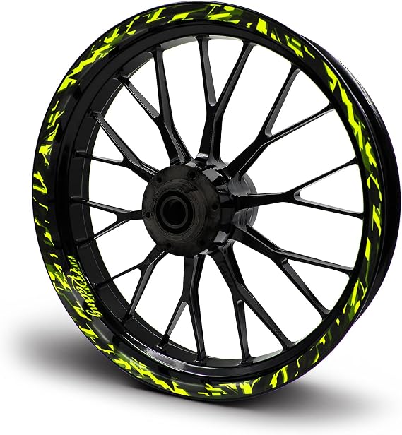 Finest Folia Neon Yellow Gloss Rim Sticker Set for 15-19 Inch Motorcycle & Car Rims (MR017)