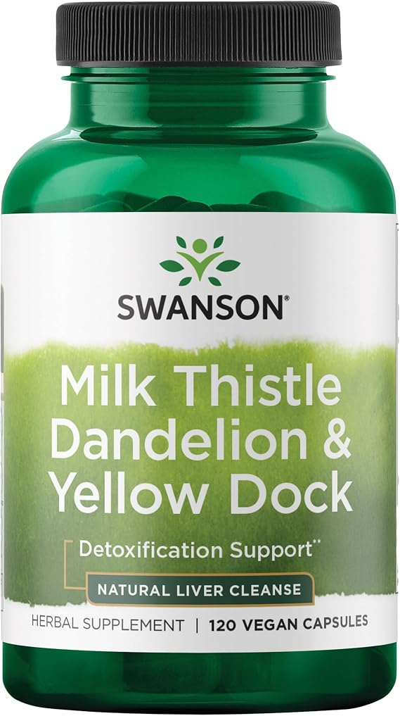 Swanson Milk Thistle, Dandelion and Yellow Dock, 120 Capsules, 1 Pack | Herbal Liver Support Supplement, Natural Blend Helping to Maintain Overall Health and Wellbeing, with Beet Root