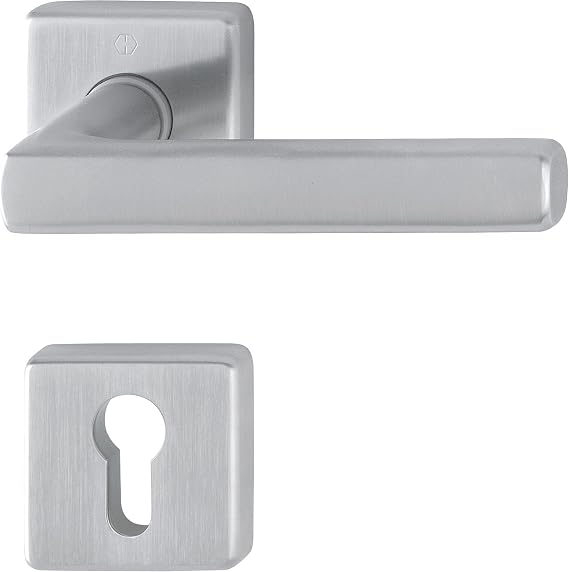 Hoppe Dallas Door Handle Set with Rosette PZ Profile Cylinder - Satin Stainless Steel 3675290