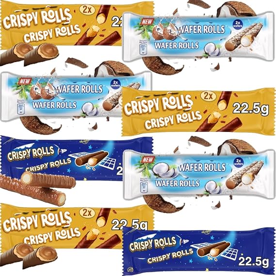 Gallaxyy Milk,Cream,Bountty,Sniikers,Twixx Chocolate Crunchy Waffer Rolls 22.5g - Random Mixed Flavours of Waffer Rolls (24 x Mixed Wafer Rolls)