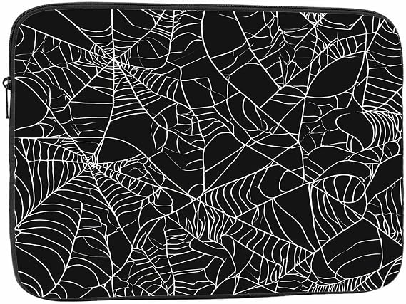 Laptop Sleeve Bag 15.4 15.6 Inch,Halloween Spider Web Black and White Protective Polyester Computer Cases Laptop Cover Briefcase Bag Tablet Travel Cover