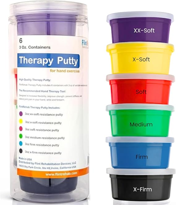 FlintRehab Quality Therapy Putty for Kids & Adults (6 Pack, 3-Oz Each) Thera Putty for Hand Therapy & Fidgeting | Exercise Hand Putty for Hand Strength | Helps Relieve Stress & Anxiety