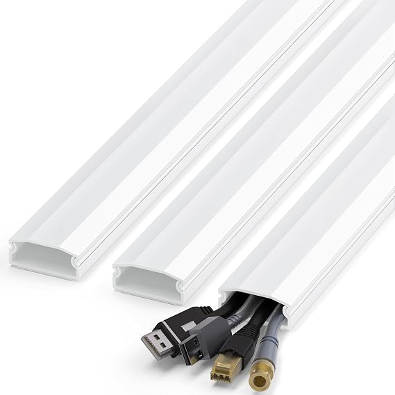 TV Cord Hider, Self Adhesive 44in Cable Raceway Kit, Holds Up to 4 Cables