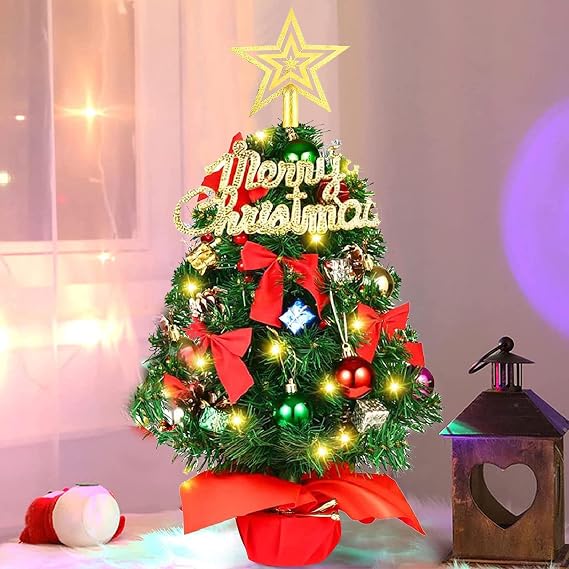 2ft Tabletop Christmas Tree, Small Artificial Christmas Tree for Christmas Decorations, Mini Xmas Tree Holiday Tabletop Decor