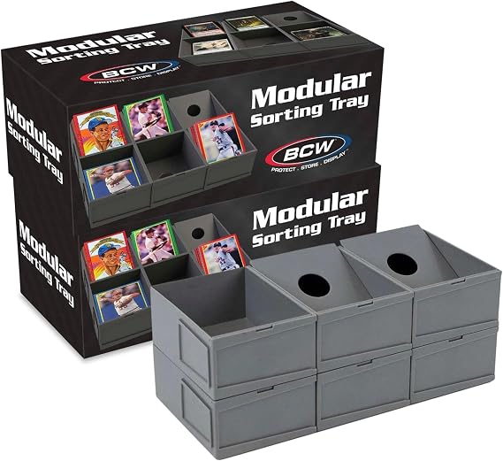 BCW Modular Card Sorting Trays, 6 Customizable Interlocking Cells, 2 Pack