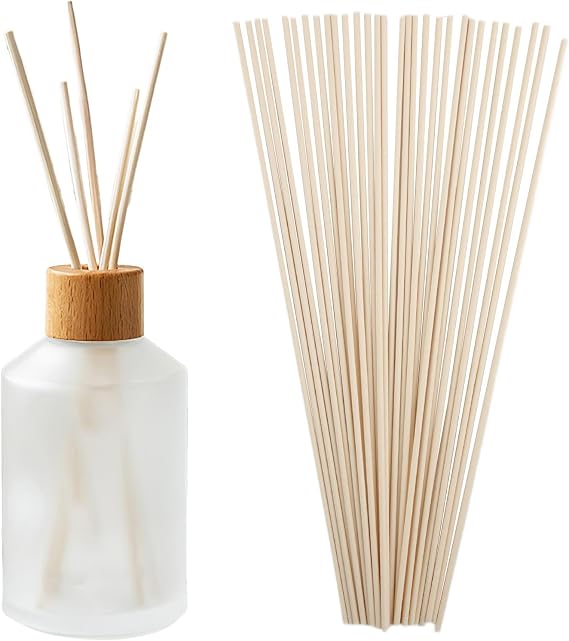 30PCS Extra Long Reed Diffuser Sticks, 30cm Natural Fibre Reed Thick Diffuser Sticks Natural Wood Rattan Aroma Oil Replacement Sticks for Fragrance