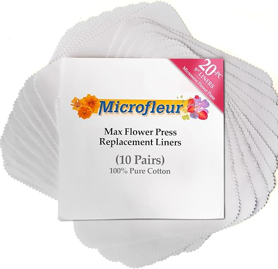 Microfleur Max White Liners for Microwave Flower Press 9" (23 cm) - 20 PC