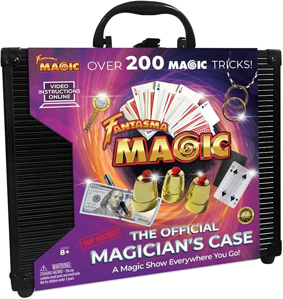 Fantasma Official Magicians Case Over 200 Tricks in an Self-Contaned Travel Case,Black, Gold