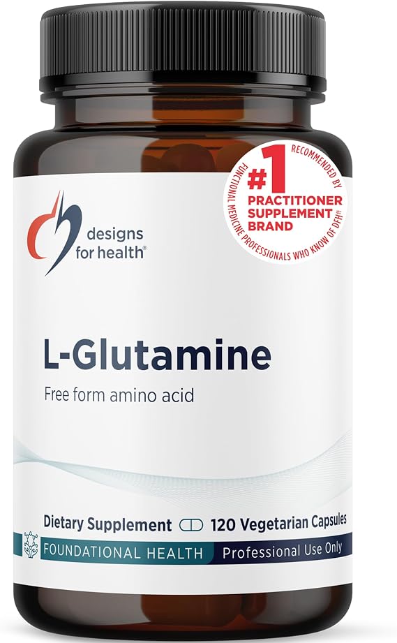 Designs for Health L-Glutamine Capsules, Support Muscle, 120 Capsules