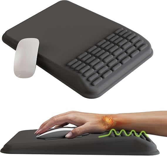 MEKASS Mouse Pad with Wrist Rest, Ergonomic Slope Mousepad for Carpal Tunnel Pain Relief, Memory Foam Desk Computer Wrist Support Mouse Pad with for Office Home (Dark Gray)