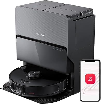 roborock S8 MaxV Ultra Robot Vacuum & Sonic Mop, 10000 Pa Suction, Corner to Edge Deep Cleaning, Hot Air Self-Drying, Auto Empty & Refill, Detergent Dispenser, Obstacle Avoidance, Black Renewed