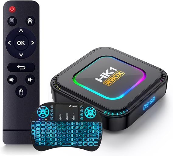 CHROX Android 13.0 TV Box,HK1 RBOX K8 RK3528 Quad Core CPU Smart TV Box Android Media Player Support USB 3.0/ 3D/ 4K/8K H.265/2.4G/5G WiFi with Wireless Mini Keyboard,4gb+32gb