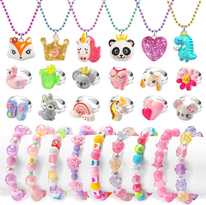 BeAndge Toddler Girls Jewelry for 3 Year Old, Kids Play Jewelry Set for Little Girl Age 4-6