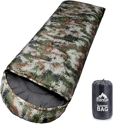 MEREZA Camping Sleeping Bags for Adults Mens 4 Season Warm & Cool Weather Sleeping Bag Backpacking Lightweight Sleeping Bag with Compression Sack