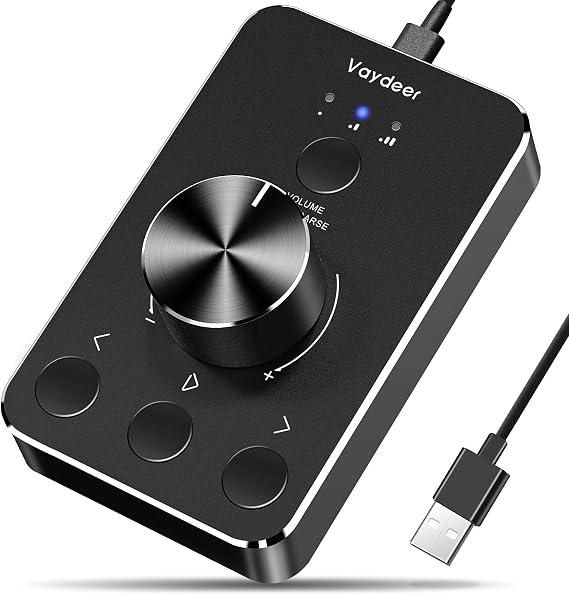 VAYDEER Volume Control Knob with One-Click Mute Function and 3 Volume Control Modes, USB Volume Knob Multimedia Controller for Win 7/8/10/Mac, Gift for Festivals Loved Ones