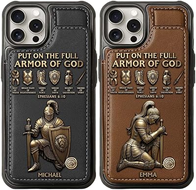 Put On The Full Amor Of God - Personalized Christian Wallet Phone Case, Warrior Case for iPhone Galaxy, Custom Christian Phone Case, Christian Gifts, Religious Pastor Gifts for Women & Men
