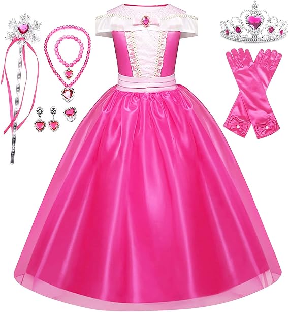 Pink Princess Dresses for Girls Toddler Costume Dress Up with Accessories