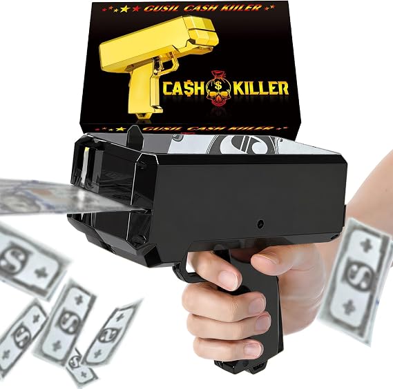 Gusil Money Gun Shooter Cash Cannon Bills Gun Make It Rain Toy Gun,Handheld Spary Cash Gun for Game Movies Party Supplies