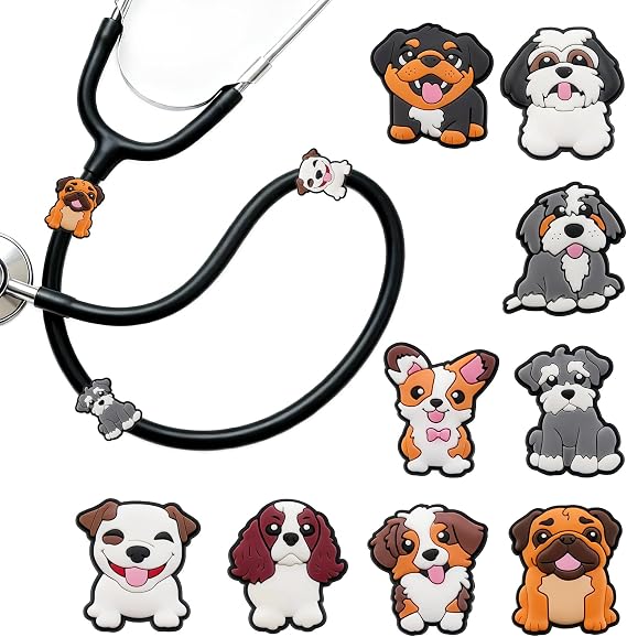 9 Pcs Stethoscope Charms, Stethoscope Accessories For Nurse, Doctor, Vet Stethoscopes, Unique ID Tags Compatible For Nurses, Doctors, Veterinarians, PEDS, Medical Workers