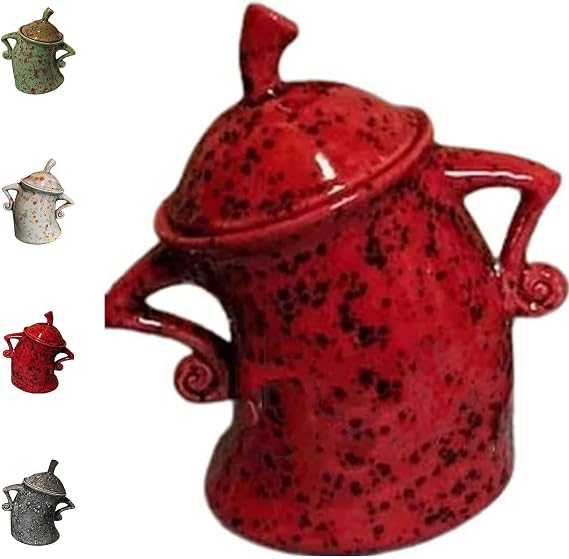 AOGATO Canister with Attitude, Sugar Canister with Attitude, Cute Food Storage Jar with Airtight Lid, Cute Strong Ceramic Food Storage Jar with Airtight Lid for for Coffee, Tea, Sugar, Spices (Red)