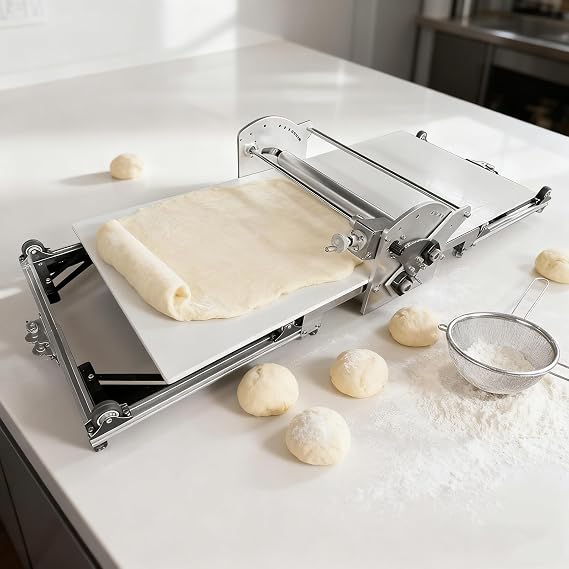 Electric Dough Sheeter Countertop Dough Sheeter Dough Roller Machine Croissant Pastry Danish Pastry Bakery Roller Puff Pastry Pizza Foldable Dough Rolling Machine