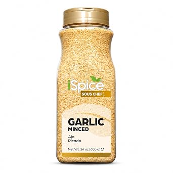 iSpice | Garlic Minced | 24 oz | Bulk Size | Kosher | Rich Aroma (Garlic Minced)