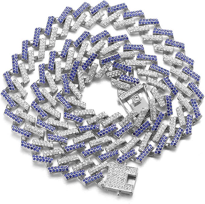 Halukakah Cuban Link Chain for Kids Boys Teenager - 13MM Iced Out Diamond Chain,18k Real Gold Plated/Platinum White Gold Finish Bracelet Necklace,Hand Set Lab Diamonds,Fits Ages 8-16 Y/O. with Giftbox