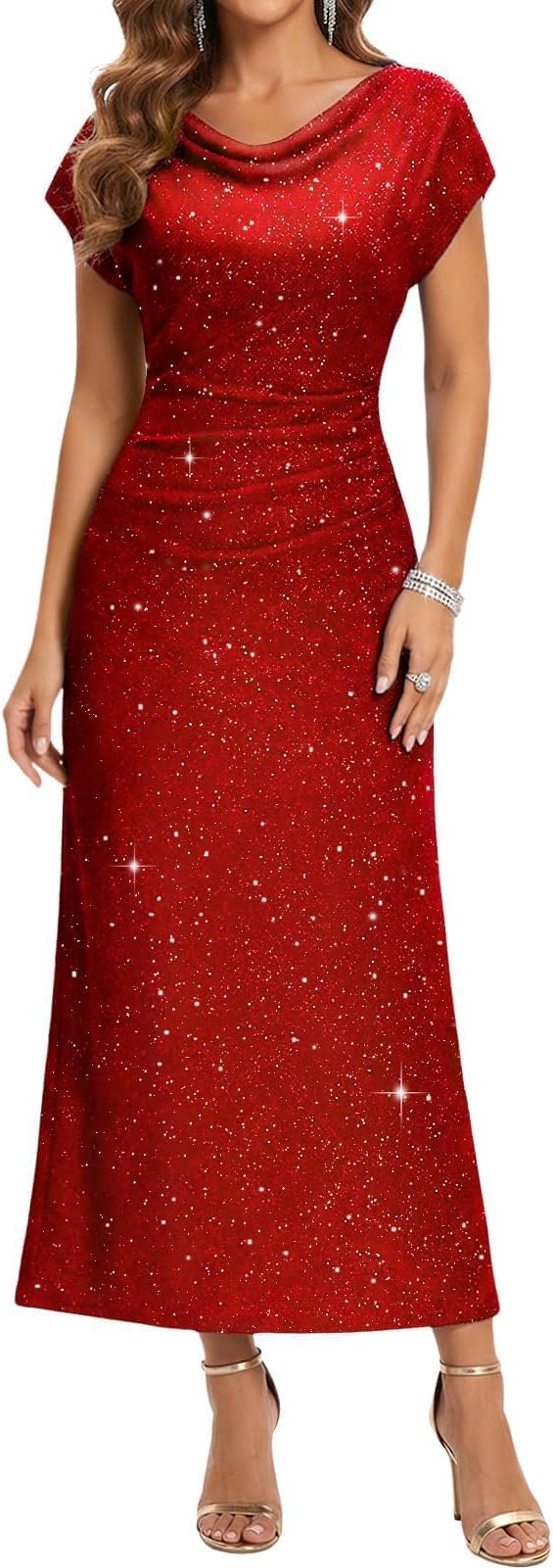 DRESSTELLS Women's Sequin Formal Wedding Guest Dresses