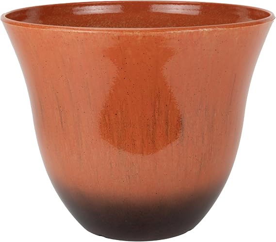 Honeysuckle Resin Planters, for Flowers & Herbs, 13" Orange Ember