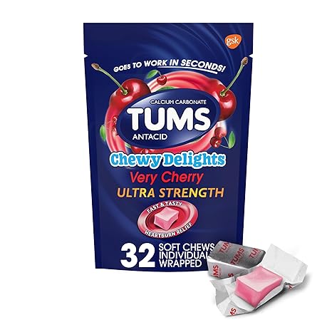 Tums Chewy Delights Soft Chews, Very Cherry, 32count