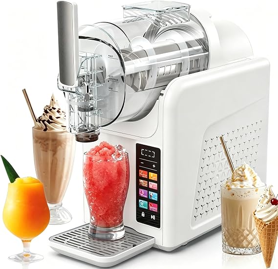 Slushie Maker, 2-in-1 Frozen Drink & Soft Serve Ice Cream Machine, Self-Chilling with 7 Presets, Touch Panel & Auto Clean for Home and Parties