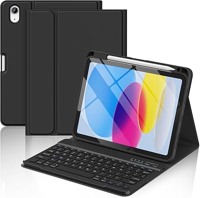 KBCASE for iPad 11th10th Generation Case with Keyboard, Detachable Wireless Keyboard Case with Pencil Holder for iPad 11 inch A16 202510th Gen 10.9 inch 2022 Black