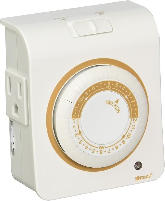 Coleman Cable 50021WD Mechanical Timer 24 Hour Programmable 2 Outlet, White