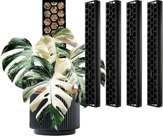 Plastic Moss Pole 4 Pack 17 Inch 43cm for Climbing Plants Monstera, Moss Pole Support for Indoor Plants, Plant Support for Monstera Work with Sphagnum Moss, Plant Lover Gifts (Black)