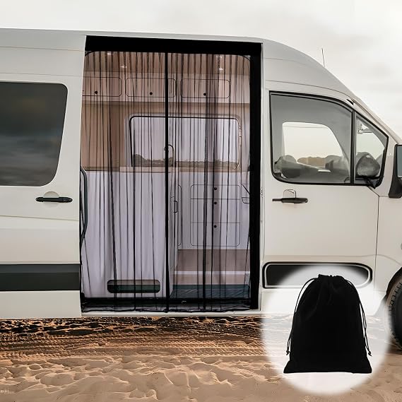 XCBYT Van Bug Screen for Sliding Door, Mesh, 61''H x 59'' W, for Camping