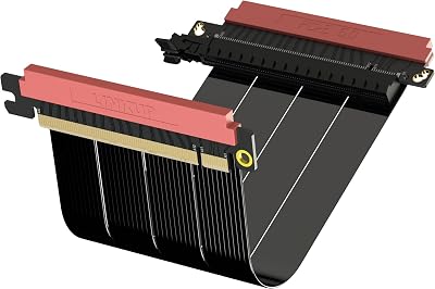 LINKUP - AVA5 PCIE 5.0 Riser Cable Open Box | RTX5090 RX9070 GPU Ready | x16 128GBs Speed | Compatible with PCIe 4.0 | Designed for SSUPD | Double Reverse Black 14cm Total Length 16cm