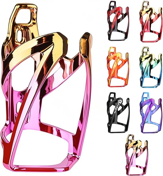 Bike Water Bottle Holder,Ultra-Light Bike Cup Holder with Screws,Bike Accessories for Adults& Kids,Cycling Bike Water Bottle Cages for Road, Mountain Bike (Dazzle Yellow Pink)
