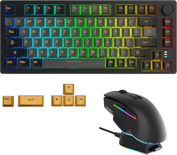DAREU Wireless Keyboard and Mouse:A955 Wireless Gaming Mouse & EK75PRO 75% Mechanical Gaming Keyboard Combo