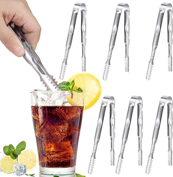 Mini Stainless Steel Serving Tongs Appetizers Tongs set for 6Pcs 6inch Sugar Cube Dessert Tiny Ice Tong Kitchen Tea Coffee Flatware Pastry Utensils Metal fruit tray tongs