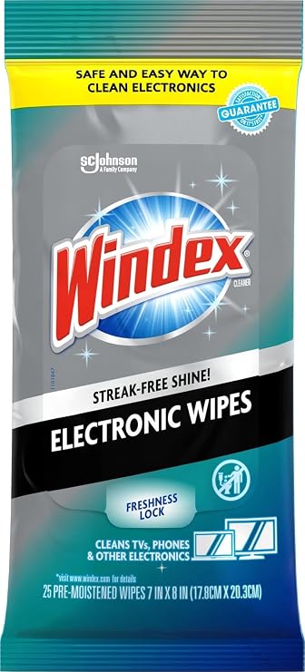 Windex Electronic Cleaning Wipes, Anti-Static & Ammonia-Free, 25 Count