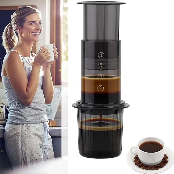 Portable Coffee Maker for Camping & Travel, Aeropress Coffee Maker, Manual Espresso Machine Coffee Press 3 In 1 Brew Method Combines French Press, Espresso, Full Bodied Coffee Without Grit